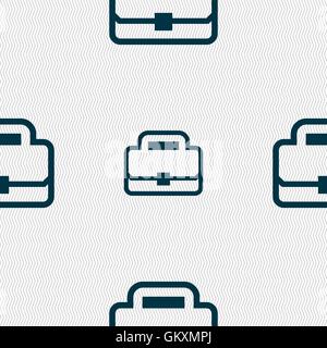 Briefcase icon sign. Seamless pattern with geometric texture. Vector Stock Vector