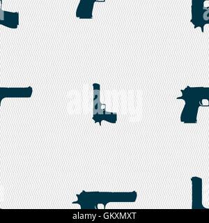 gun icon sign. Seamless pattern with geometric texture. Vector Stock Vector