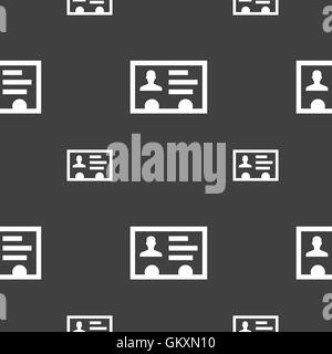 ID card, Identity card badge, cutaway, business card icon sign. Seamless pattern on a gray background. Vector Stock Vector