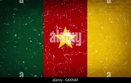 Flags cameroon with broken glass texture. Vector Stock Vector