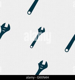 wrench icon sign. Seamless pattern with geometric texture. Vector Stock Vector