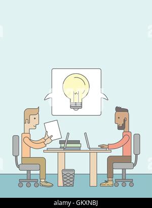 Two caucasian businessmen working together Stock Vector