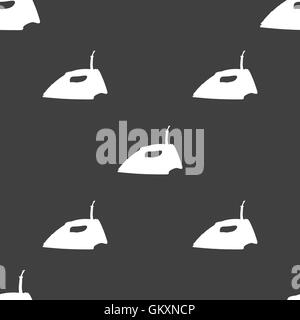 Iron icon sign. Seamless pattern on a gray background. Vector Stock Vector
