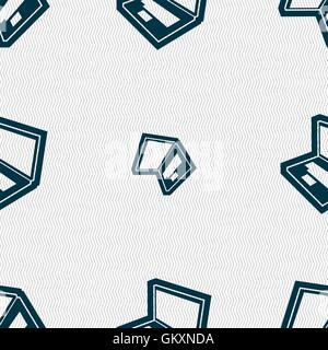 Laptop icon sign. Seamless pattern with geometric texture. Vector Stock Vector