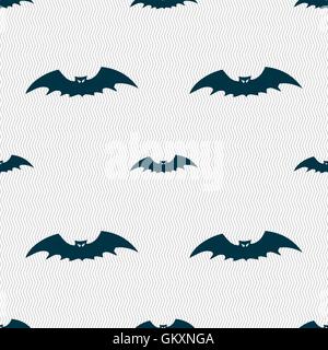 bat icon sign. Seamless pattern with geometric texture. Vector Stock Vector