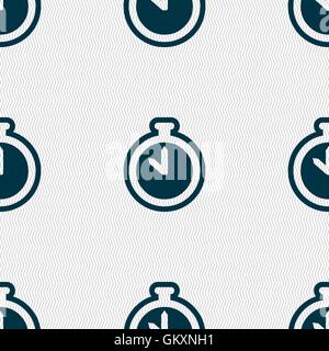 The stopwatch icon sign. Seamless pattern with geometric texture. Vector Stock Vector