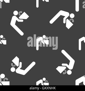 drinking fountain icon sign. Seamless pattern on a gray background. Vector Stock Vector