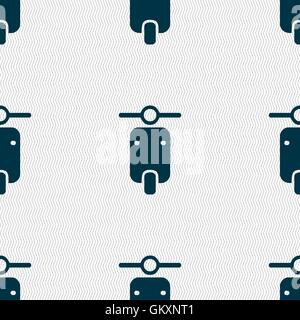 motorcycle icon sign. Seamless pattern with geometric texture. Vector Stock Vector