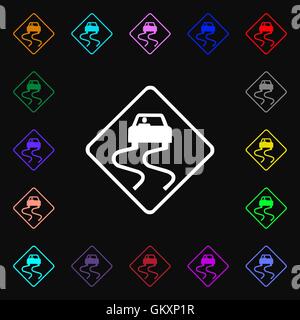 Road slippery iconi sign. Lots of colorful symbols for your design. Vector Stock Vector