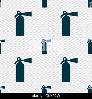 extinguisher icon sign. Seamless pattern with geometric texture. Vector Stock Vector