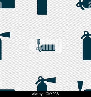 extinguisher icon sign. Seamless pattern with geometric texture. Vector Stock Vector
