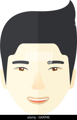 Face of a happy chinese guy. Stock Vector