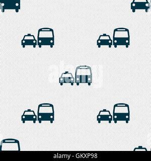 taxi icon sign. Seamless pattern with geometric texture. Vector Stock Vector