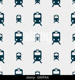 train icon sign. Seamless pattern with geometric texture. Vector Stock Vector