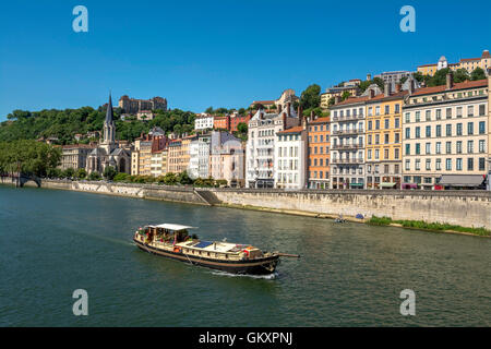 Lyon. Quai Fulchiron. River Saône. Unesco World Heritage. Rhone department. Rhone-Alpes. France Stock Photo