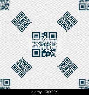 Qr code icon sign. Seamless pattern with geometric texture. Vector Stock Vector