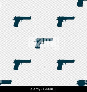 gun icon sign. Seamless pattern with geometric texture. Vector Stock Vector