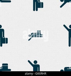 tourist icon sign. Seamless pattern with geometric texture. Vector Stock Vector