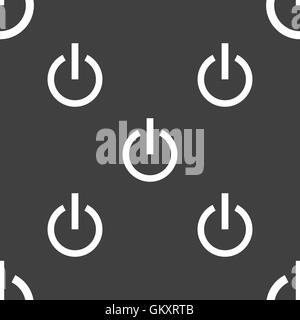 Power icon sign. Seamless pattern on a gray background. Vector Stock Vector