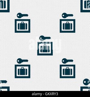 Luggage Storage icon sign. Seamless pattern with geometric texture. Vector Stock Vector