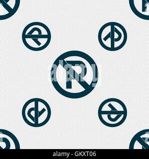 No parking icon sign. Seamless pattern with geometric texture. Vector Stock Vector