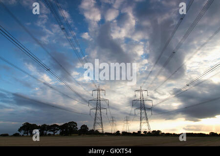 Pylons in a field in Blaxhall village Suffolk England Stock Photo
