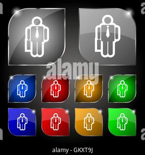 businessman icon sign. Set of ten colorful buttons with glare. Vector Stock Vector