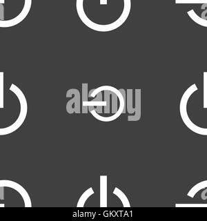 Power icon sign. Seamless pattern on a gray background. Vector Stock Vector