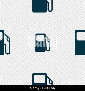 Auto gas station icon sign. Seamless pattern with geometric texture. Vector Stock Vector