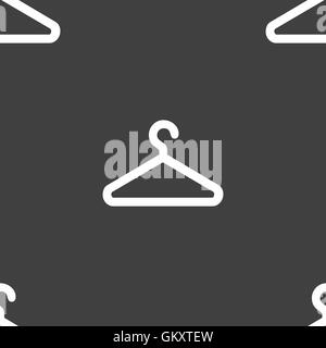 clothes hanger icon sign. Seamless pattern on a gray background. Vector Stock Vector