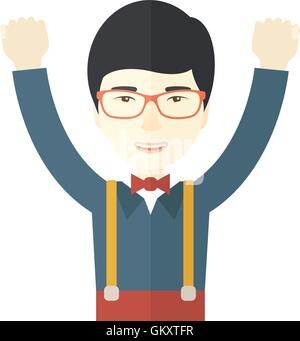 Asian Businessman get the idea Stock Vector