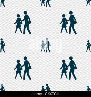 crosswalk icon sign. Seamless pattern with geometric texture. Vector Stock Vector