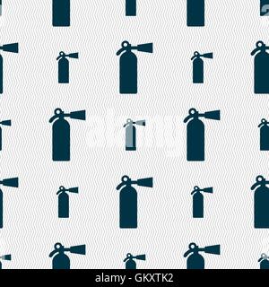 extinguisher icon sign. Seamless pattern with geometric texture. Vector Stock Vector