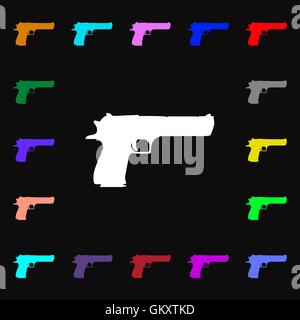 gun iconi sign. Lots of colorful symbols for your design. Vector Stock Vector