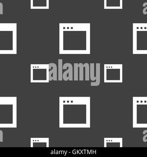 Simple Browser window icon sign. Seamless pattern on a gray background. Vector Stock Vector