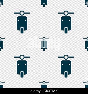 motorcycle icon sign. Seamless pattern with geometric texture. Vector Stock Vector