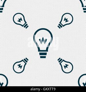 Light bulb icon sign. Seamless pattern with geometric texture. Vector Stock Vector