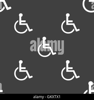 disabled icon sign. Seamless pattern on a gray background. Vector Stock Vector