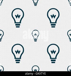 Light bulb icon sign. Seamless pattern with geometric texture. Vector Stock Vector