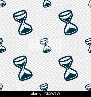 hourglass icon sign. Seamless pattern with geometric texture. Vector Stock Vector