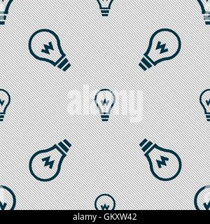Light bulb icon sign. Seamless pattern with geometric texture. Vector Stock Vector