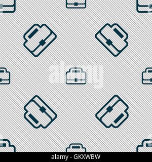 Briefcase icon sign. Seamless pattern with geometric texture. Vector Stock Vector