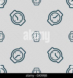 watches icon sign. Seamless pattern with geometric texture. Vector Stock Vector
