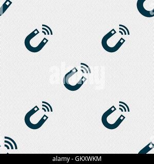 Magnet icon sign. Seamless pattern with geometric texture. Vector Stock Vector