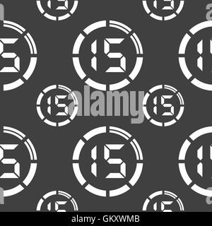 15 second stopwatch icon sign. Seamless pattern on a gray background. Vector Stock Vector