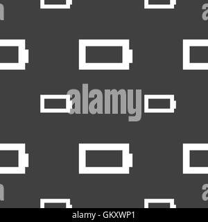 Battery empty icon sign. Seamless pattern on a gray background. Vector Stock Vector