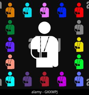 broken arm, disability iconi sign. Lots of colorful symbols for your design. Vector Stock Vector