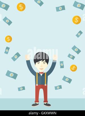 Young and cheerful chinese man. Stock Vector