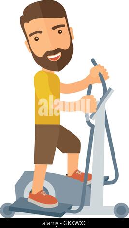 Man in gym sport workout exercises. Stock Vector