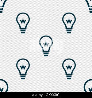 Light bulb icon sign. Seamless pattern with geometric texture. Vector Stock Vector